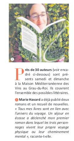 Article Marie Havard dans la presse : Midi libre 2021